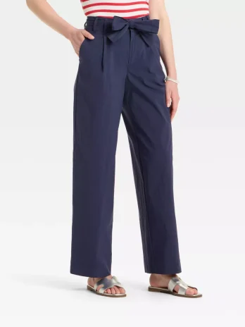 Women’s High-Rise Wide Leg Poplin Trousers – A New Day™