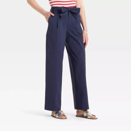 Women's High-Rise Wide Leg Poplin Trousers - A New Day™
