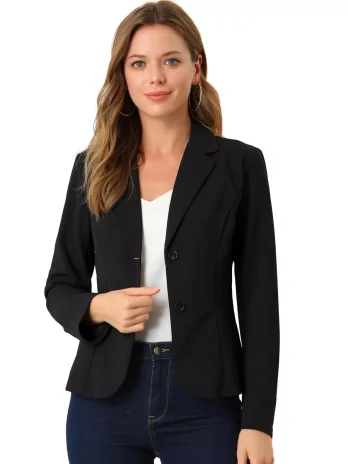 Allegra K Women’s Elegant Work Office Lapel Collar Button Down Regular Fit Suit Blazer