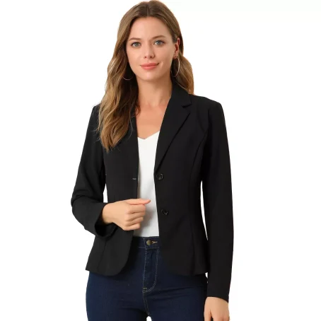 Allegra K Women's Elegant Work Office Lapel Collar Button Down Regular Fit Suit Blazer