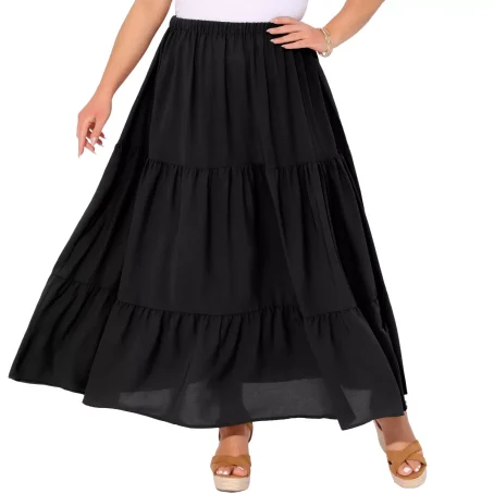 Agnes Orinda Women's Plus Size Elastic Waist High Rise Boho Flowy Casual A Line Maxi Skirts