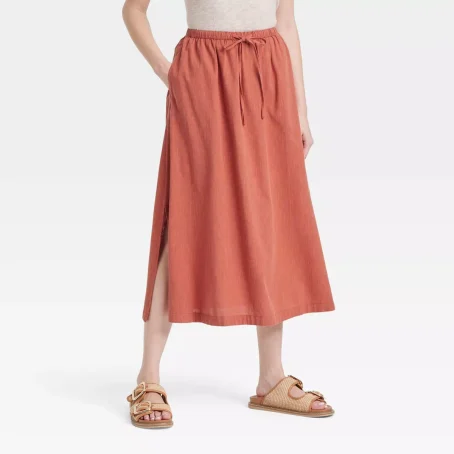 Women's Tie-Front Midi A-Line Skirt - Universal Thread™