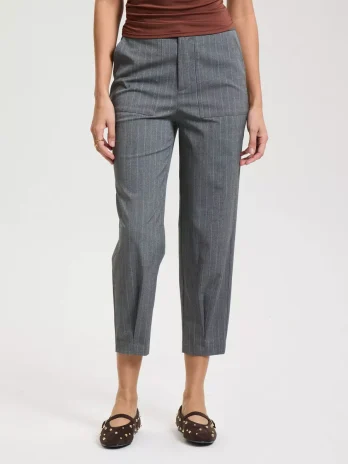 Women’s Straight-Leg Trousers with Front Pleat – A New Day™ Gray Striped
