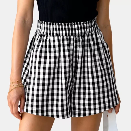 Women's Chic Gingham Print Smocked Shorts - Cupshe
