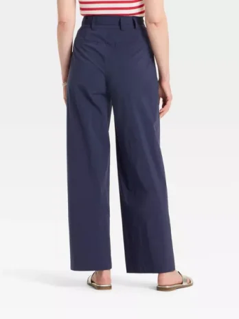 Women’s High-Rise Wide Leg Poplin Trousers – A New Day™
