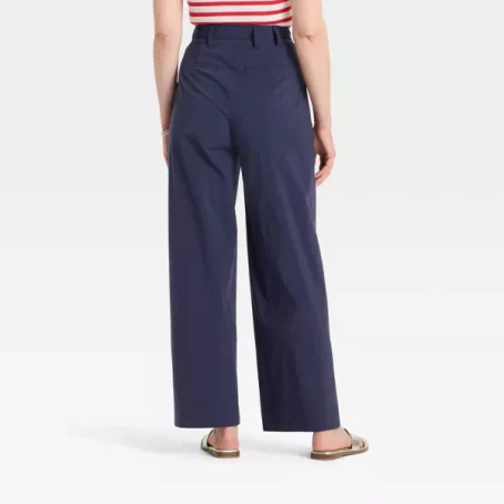 Women's High-Rise Wide Leg Poplin Trousers - A New Day™ - 图片 2