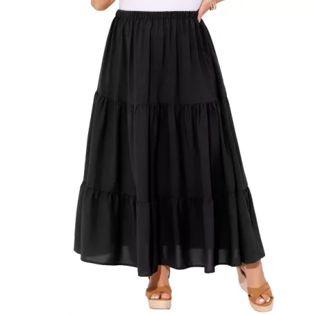 Agnes Orinda Women's Plus Size Elastic Waist High Rise Boho Flowy Casual A Line Maxi Skirts - 图片 2