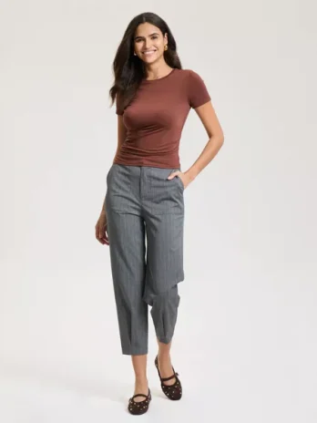 Women’s Straight-Leg Trousers with Front Pleat – A New Day™ Gray Striped