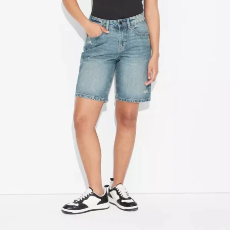 Women's Mid-Rise EasyRigid Cut-Off Jorts - Wild Fable™ - 图片 2