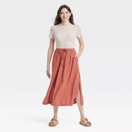 Women's Tie-Front Midi A-Line Skirt - Universal Thread™ - 图片 3