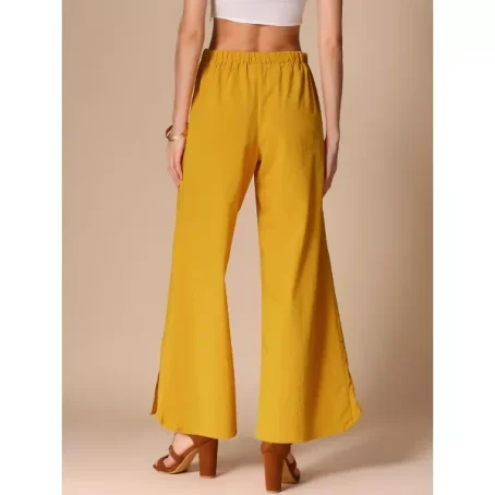 INSPIRE CHIC Women's Casual Wide Legs Back Elastic High Waist Split Side Trousers - Image 3