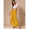 INSPIRE CHIC Women's Casual Wide Legs Back Elastic High Waist Split Side Trousers - Image 4