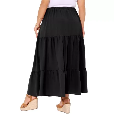 Agnes Orinda Women's Plus Size Elastic Waist High Rise Boho Flowy Casual A Line Maxi Skirts - 图片 4